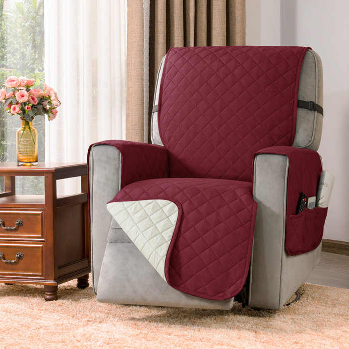 Latitude Run® Reversible Comfort NonSlip Recliner Chair Cover With Elastic Adjustable Strap